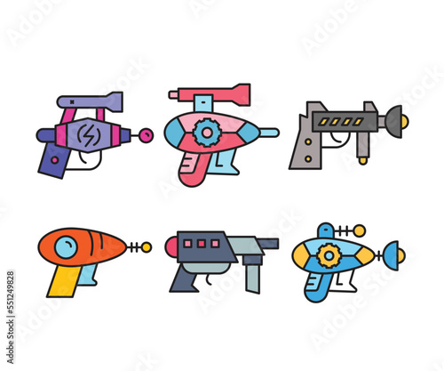 space blaster gun icons set vector illustration