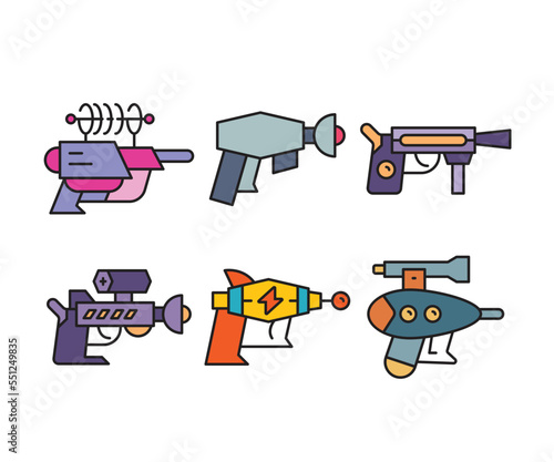 space blaster gun icons set vector illustration