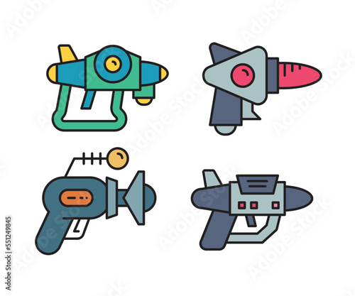 space blaster gun icons set vector illustration