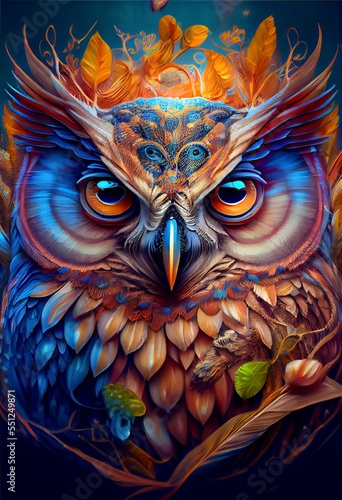 Midjourney abstract render of an owl