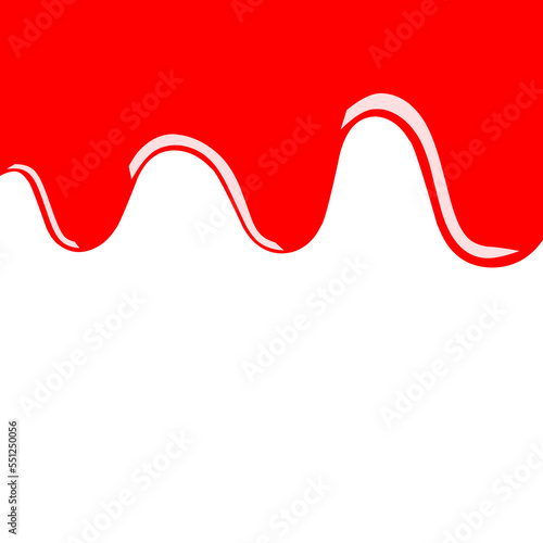 Shiny red slime dripping on white background. Realistic drops of jelly or nail polish. Slime vector texture. Caramel cream or glaze vector template for cake or donut. Vector illustration