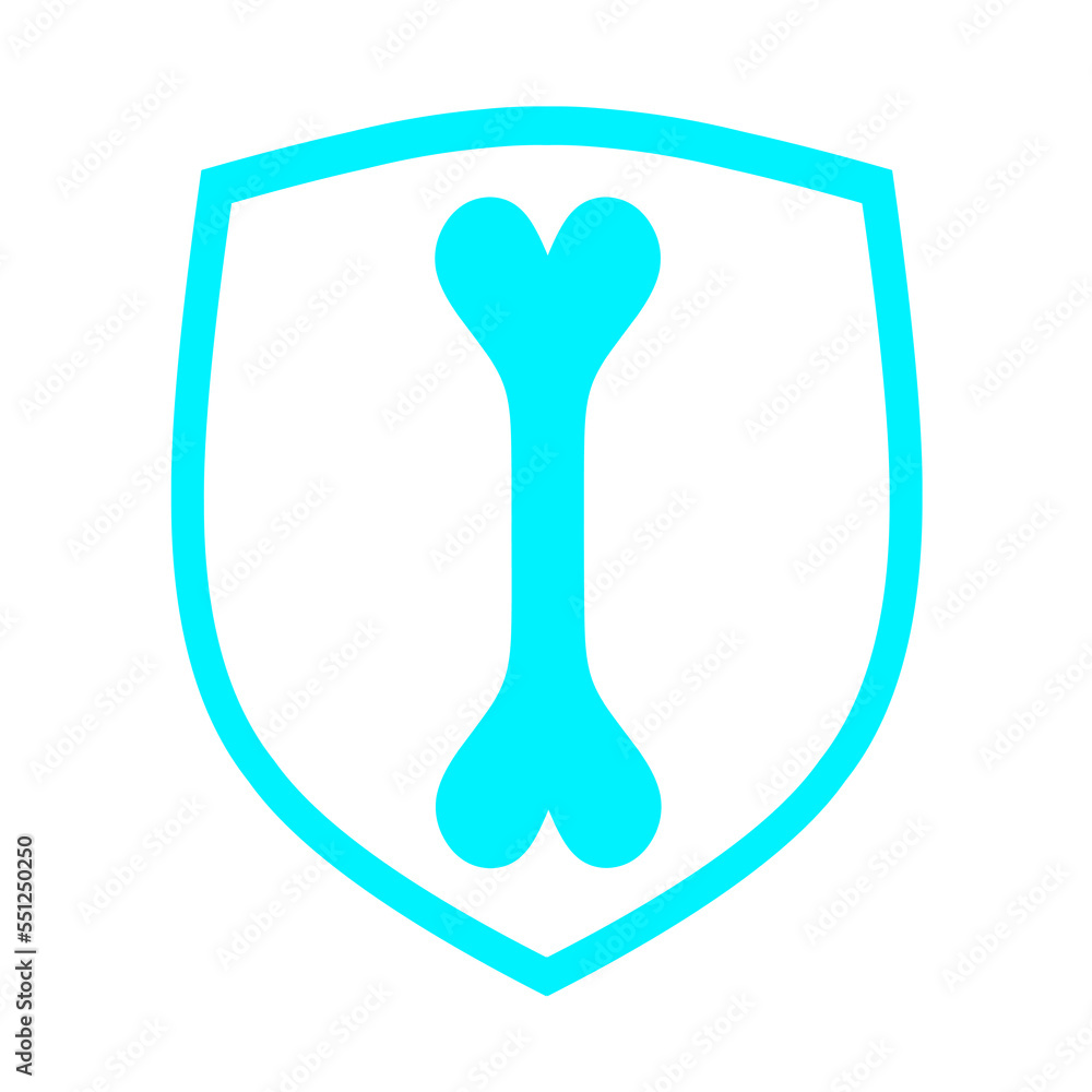 Human bones icon with blue aluminum label. Food mineral vitamins product logo template design. Medical food supplement concept. Human bones icon with blue aluminum label. Food mineral vitamins product logo template design. Medical food supplement concept.
