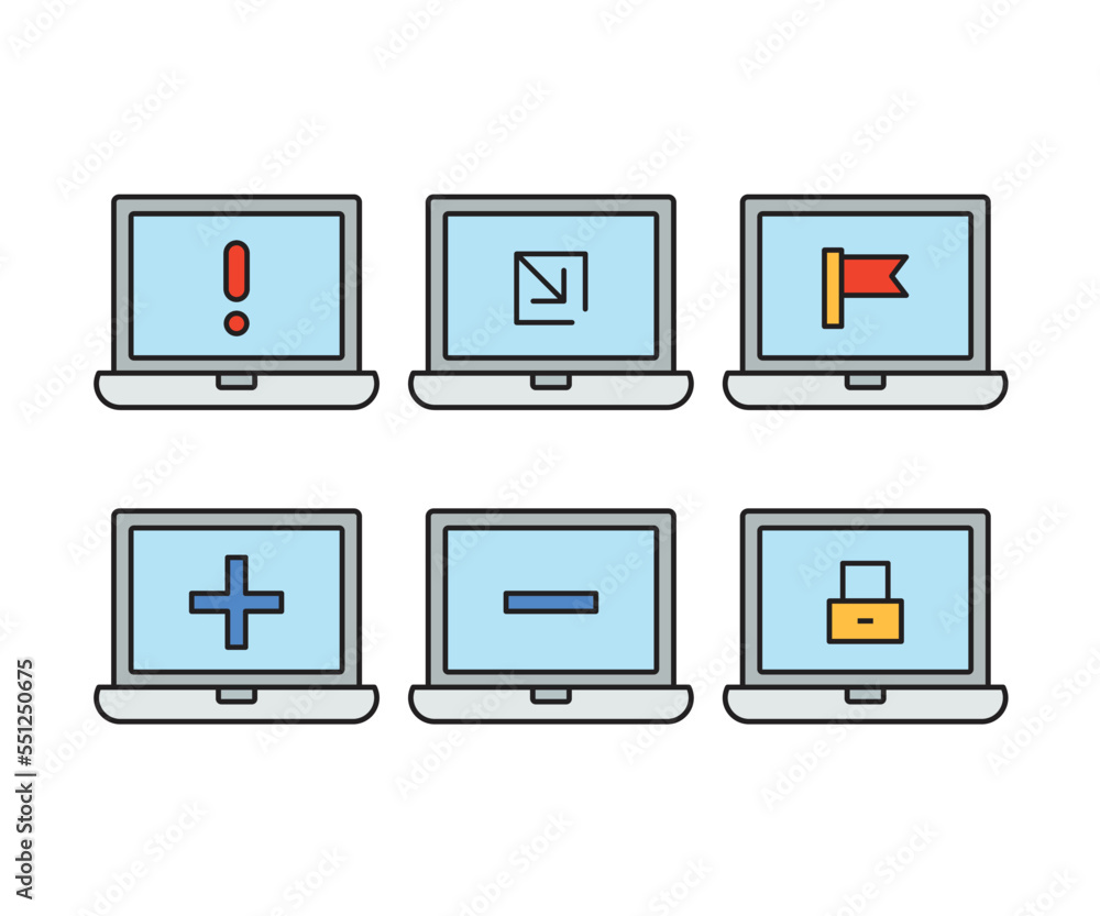laptop computer and user interface icons laptop computer and user interface icons