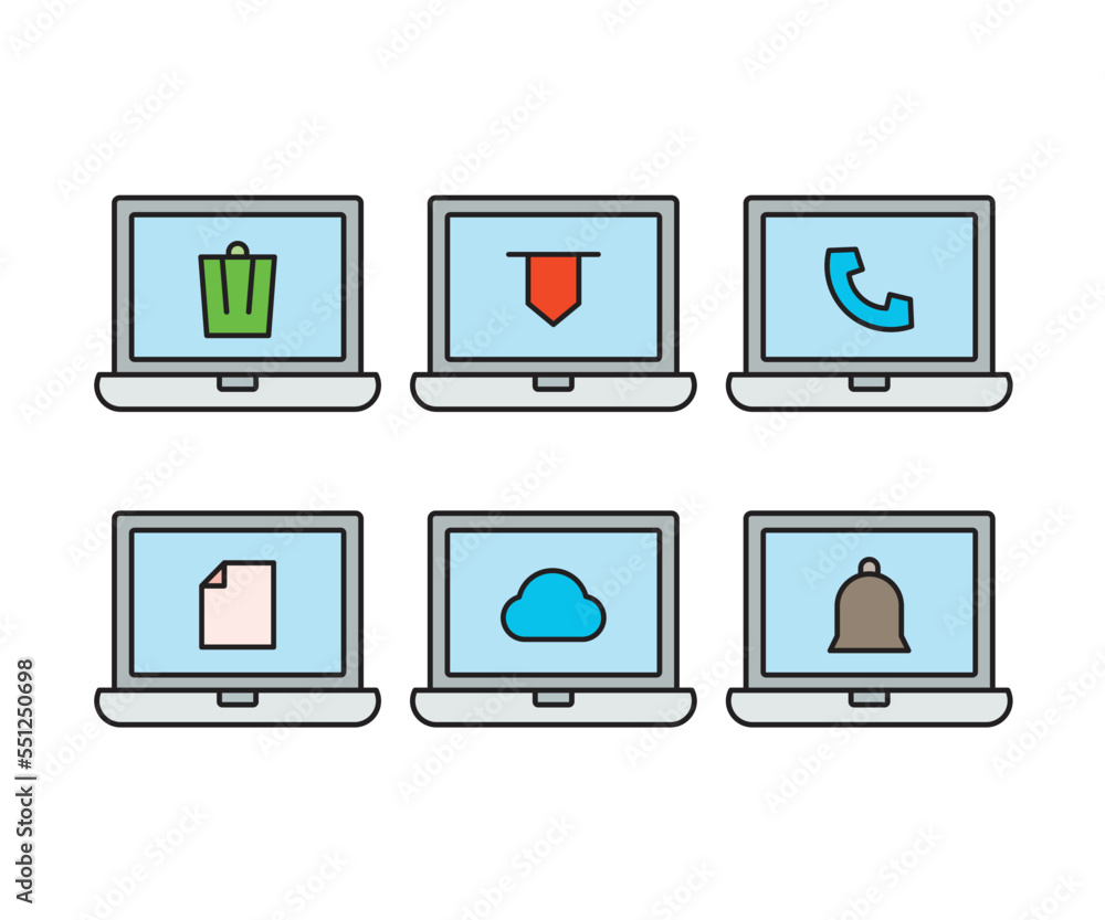 laptop computer and user interface icons laptop computer and user interface icons
