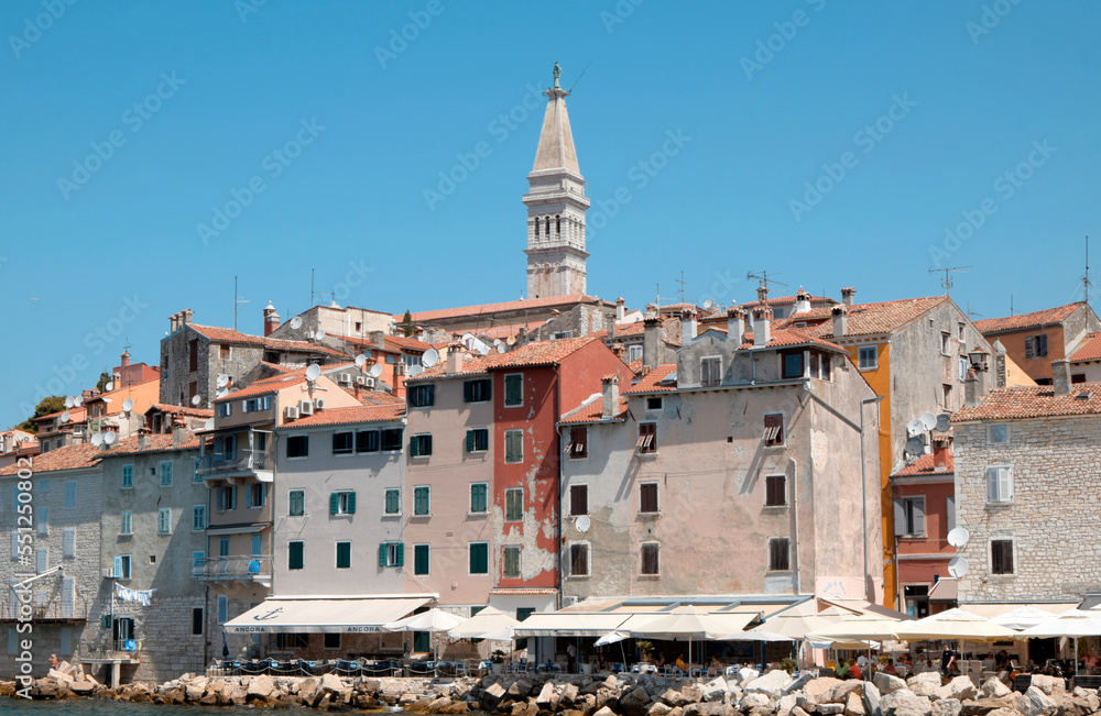 Old town of Rovinj and the cathedral of St. Euphemia. View of old town of Rovinj, Istria, Croatia	