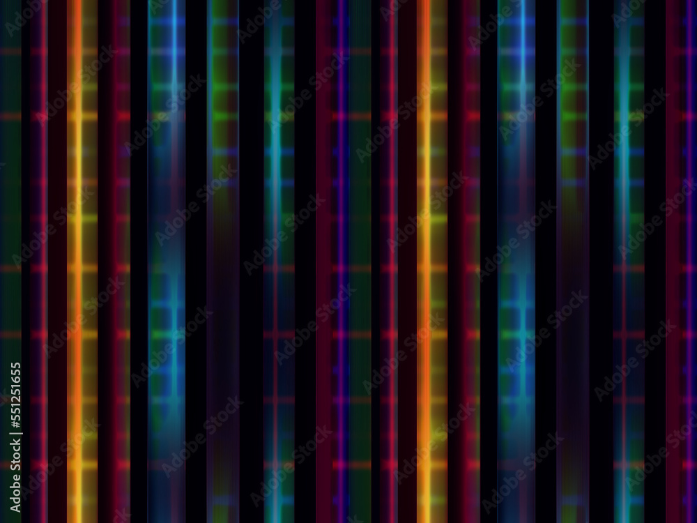 Minimal science neon stripes DNA gene codes in vertical order in multicolors, glowing