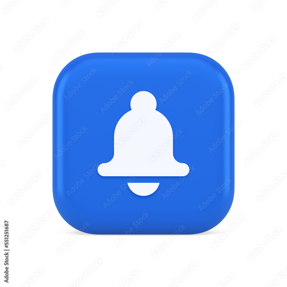 Bell ring audio sound button signal push reminder cyberspace interface notification 3d icon Bell ring audio sound button signal push reminder cyberspace interface notification 3d icon