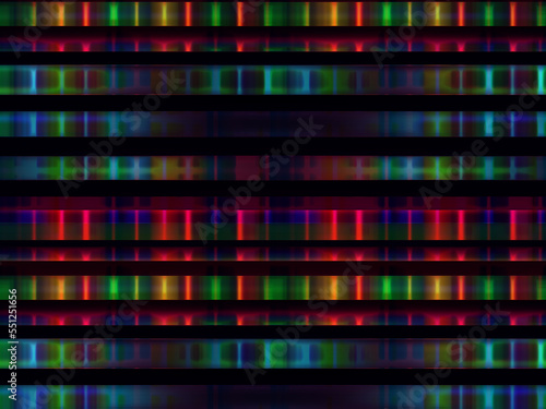 Minimal science neon stripes DNA gene codes in horizontal order in multicolors, glowing