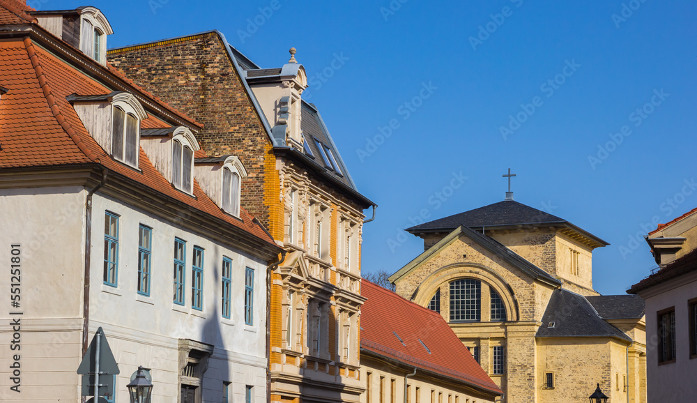 Historic houses and Maria church in Kothen (Anhalt), Germany