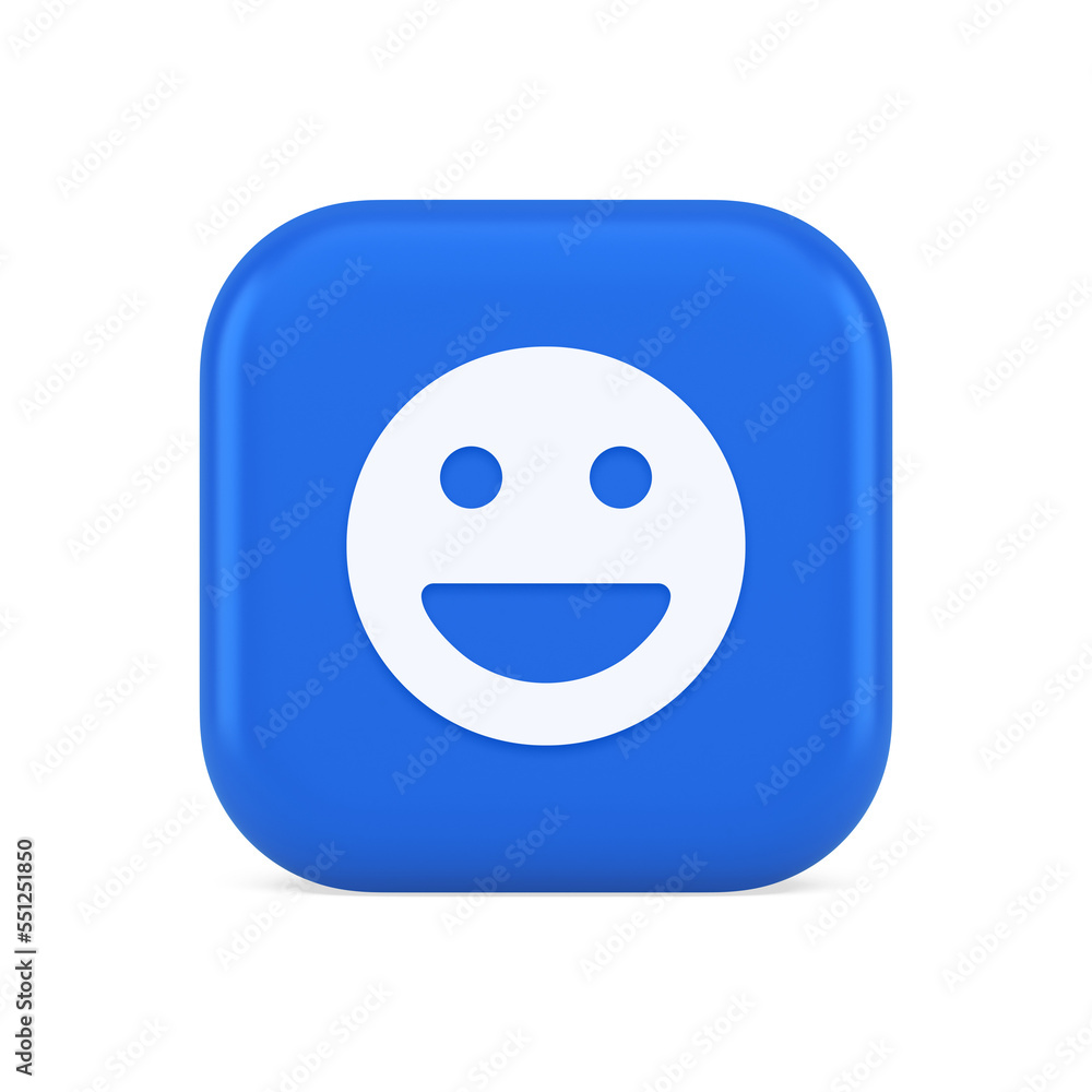 Smiley emoticon comic face emoji button laughing social network reaction happy 3d icon Smiley emoticon comic face emoji button laughing social network reaction happy 3d icon