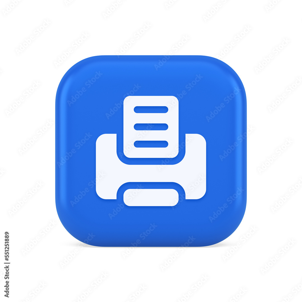 Printer machine device for paper document print button ink printout technology 3d icon Printer machine device for paper document print button ink printout technology 3d icon