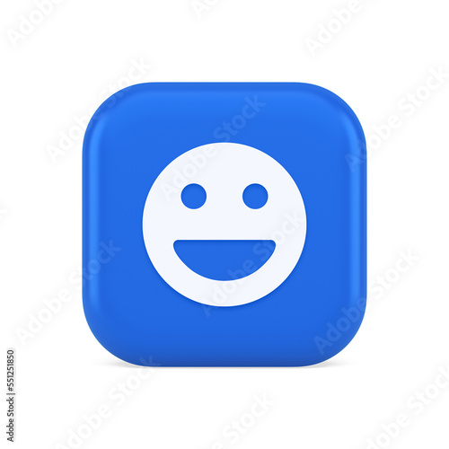 Smiley emoticon comic face emoji button laughing social network reaction happy 3d icon