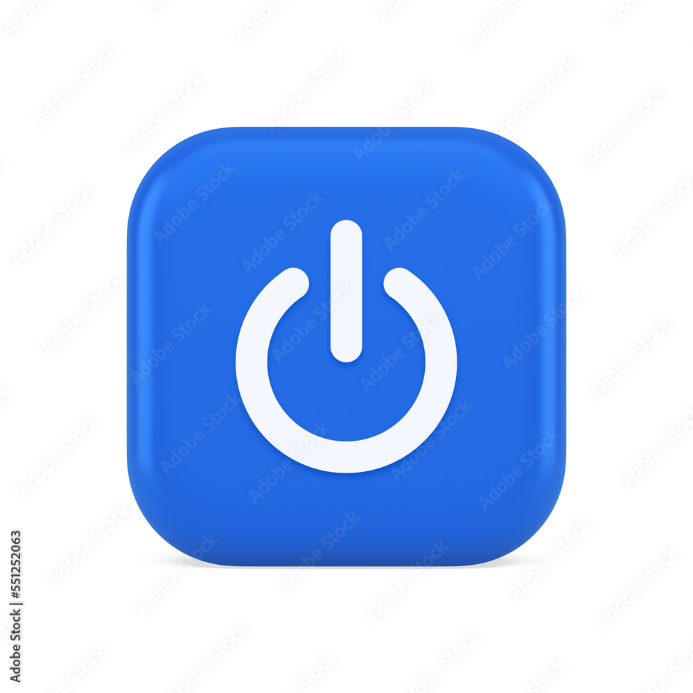 Shutdown turn on off button energy switch power start stop web app design 3d realistic icon Shutdown turn on off button energy switch power start stop web app design 3d realistic icon