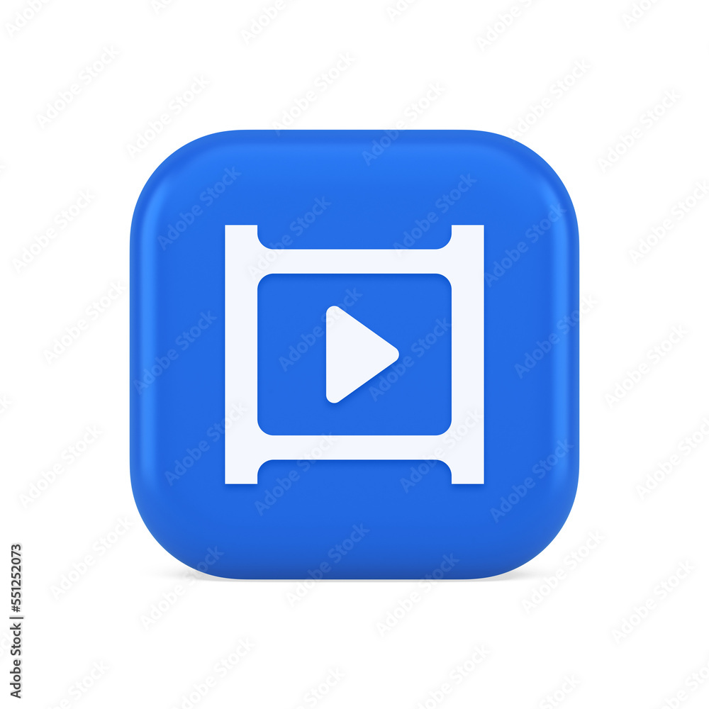Video film multimedia content play button digital player broadcasting 3d realistic icon Video film multimedia content play button digital player broadcasting 3d realistic icon