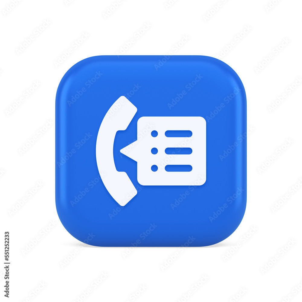Phonebook handset important contact list info button phone call communication 3d icon Phonebook handset important contact list info button phone call communication 3d icon