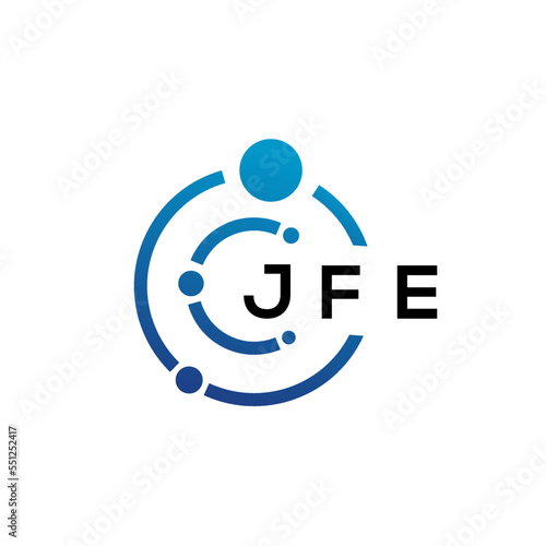 JFE letter technology logo design on white background. JFE creative initials letter IT logo concept. JFE letter design.