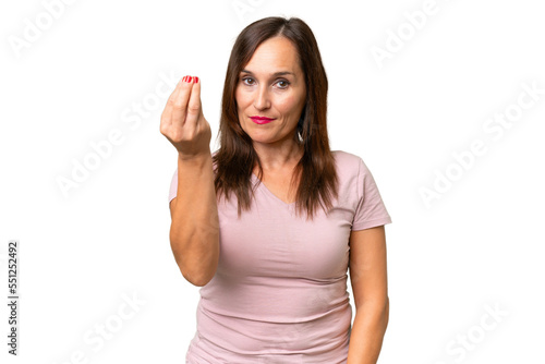 Wallpaper Mural Middle-aged caucasian woman over isolated background making Italian gesture Torontodigital.ca