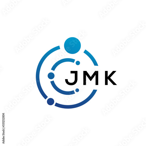 JMK letter technology logo design on white background. JMK creative initials letter IT logo concept. JMK letter design. photo