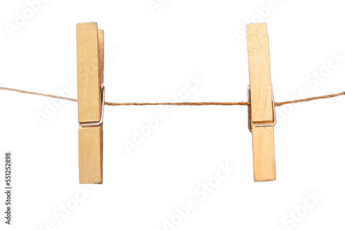 2 wooden clothespins on a rope, png file photo