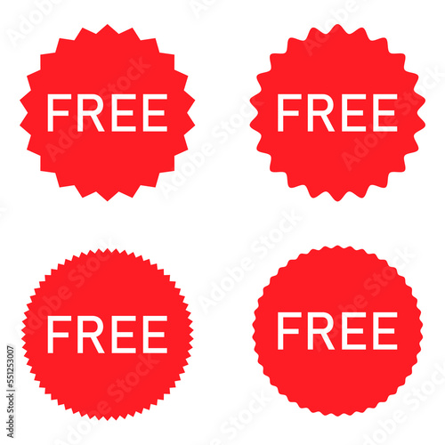 Set of Free web button sign, promotion design label icon, gratis business vector illustration