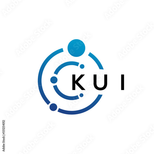 KUI letter technology logo design on white background. KUI creative initials letter IT logo concept. KUI letter design.