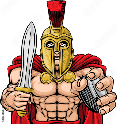 Spartan Trojan Man Ice Hockey Team Sports Mascot photo