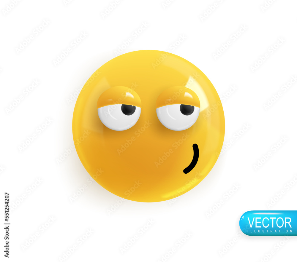 Emoji face. Realistic 3d design. Emoticon yellow glossy color. Icon in plastic cartoon style Emoji face. Realistic 3d design. Emoticon yellow glossy color. Icon in plastic cartoon style