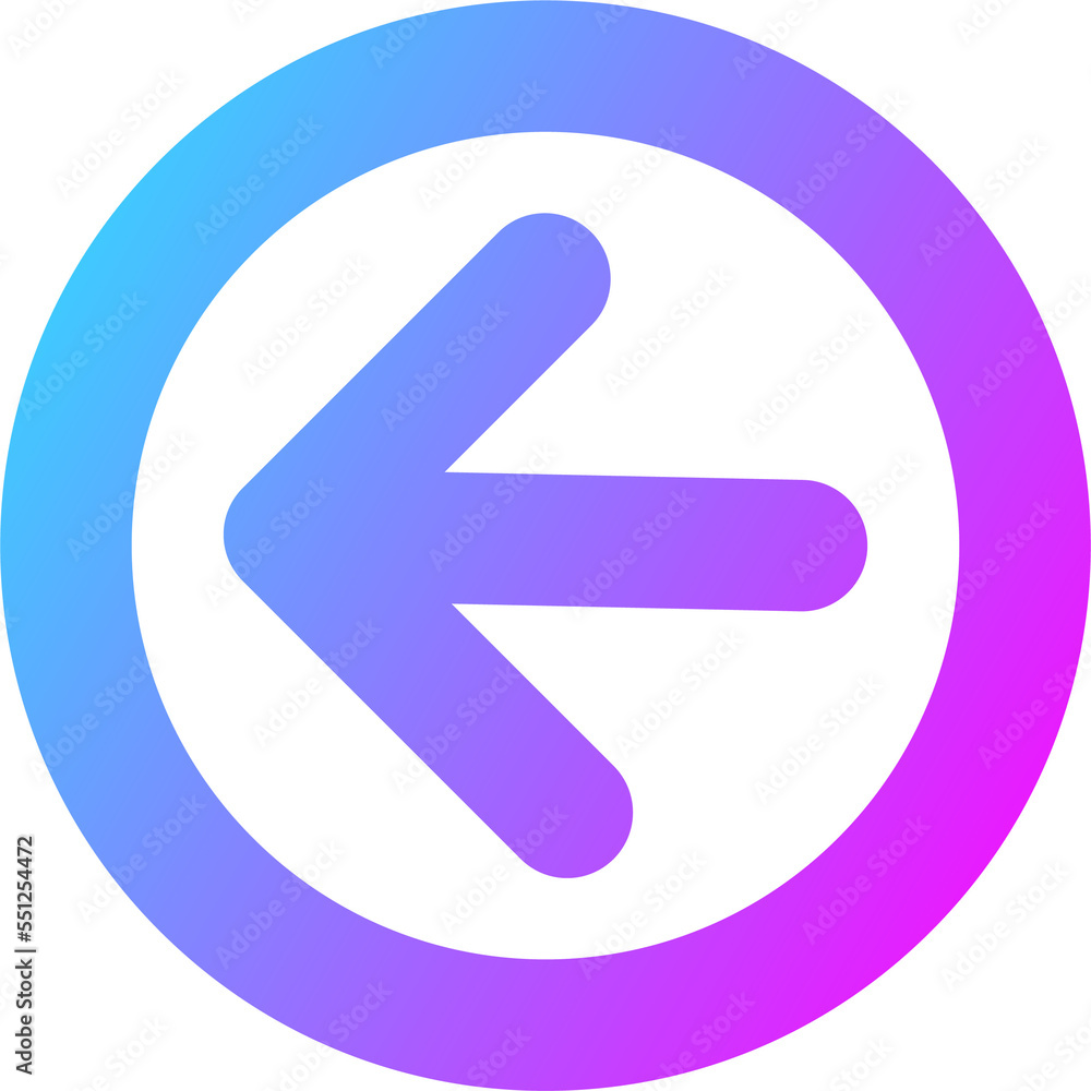 Left arrow direction line icon in gradient colors. Interface signs illustration. Left arrow direction line icon in gradient colors. Interface signs illustration.