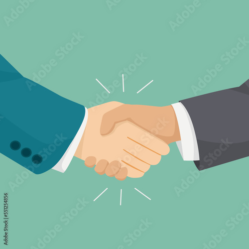 Two businessman shaking hand for agreement after finishing contract signing
 photo
