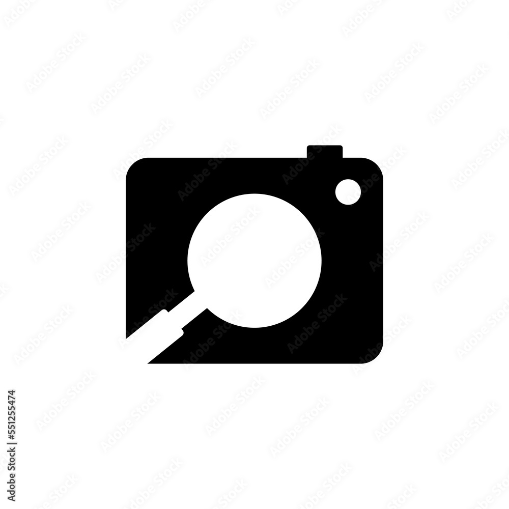 magnifying glass and camera logo design vector sign magnifying glass and camera logo design vector sign