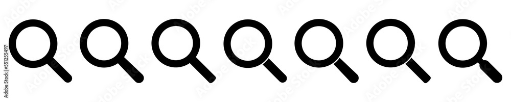 Magnifying glass icon, loupe icon. Vector isolated symbol. Search icon vector. Magnifier loupe sign. Magnifying glass icon, loupe icon. Vector isolated symbol. Search icon vector. Magnifier loupe sign.