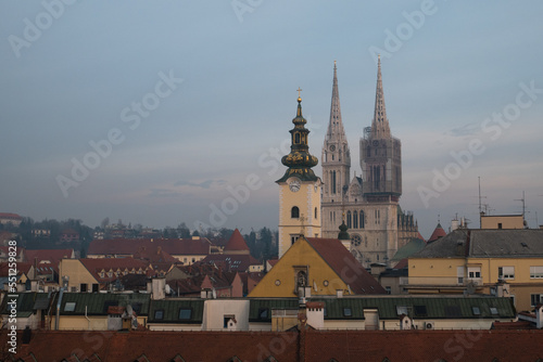 Zagreb Croatia in december. Ariel view.