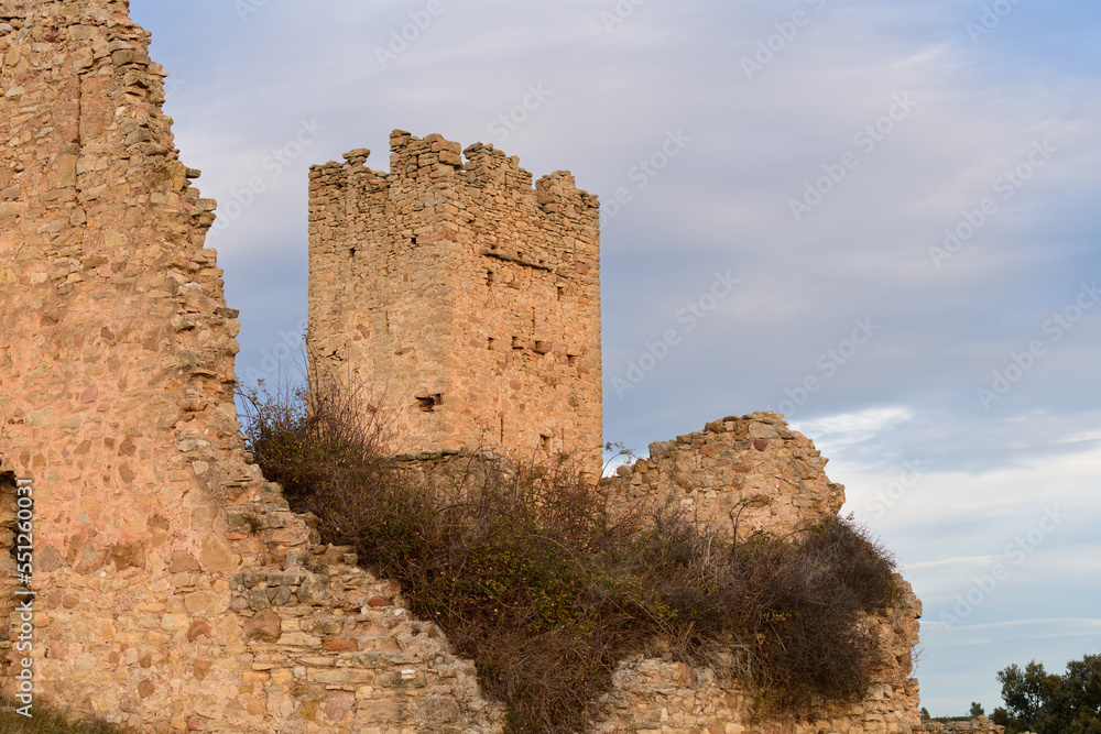 Ruinas del castillo de Pradas, cerca de la población de San Agustín, en la provincia de Teruel. Aragón. España. Europa