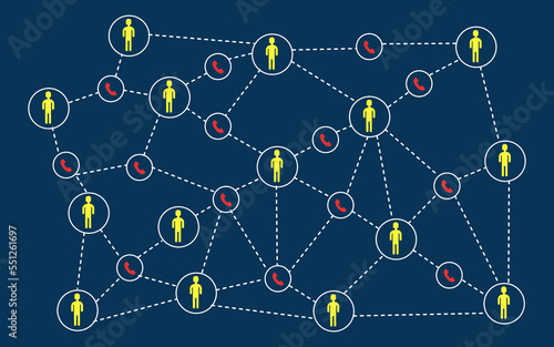 Interconnectivity of calling network. networking concept. Social network and communication concept. vector illustration.