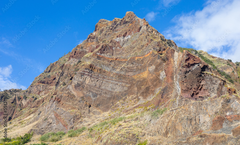 colorful rock cut beautiful mountains of Madeira