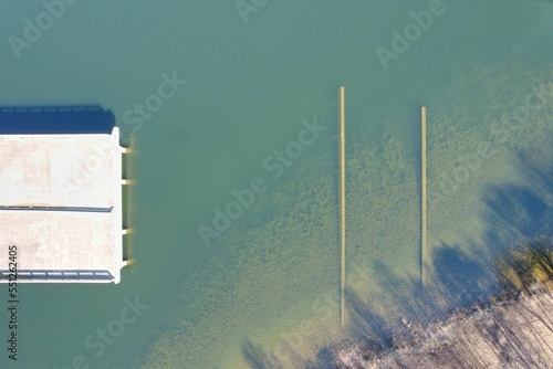 Aerial view of an unfinished autobahn bridge over the Svihov dam in Prague photo