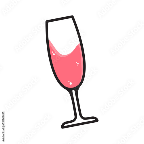 Red Wine Cute Glass Doodle New Year Icon Hand Drawn
