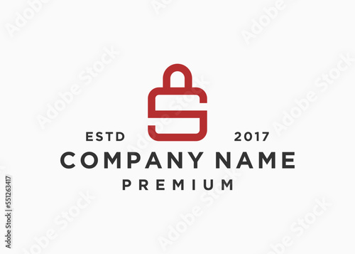 letter s with padlock logo design vector illustration template