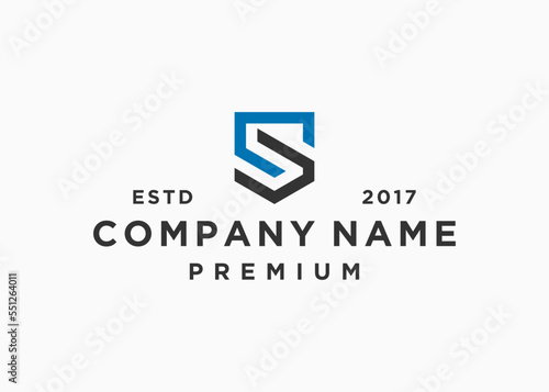 initial letter cs shield logo design vector illustration template