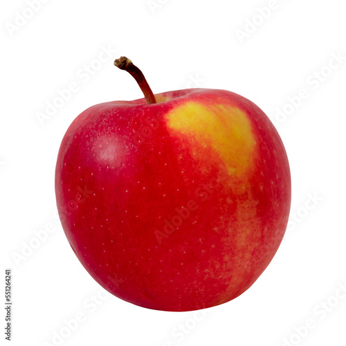 Red apple with yellow spot Isolated on white background.