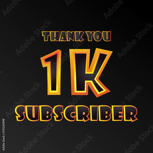 1k subscribers thank you post with speech creative concept and decoration. Bright festive thanks for 1000 networking likes. 1k subscribers banner. Abstract isolated template. Vector illustration. photo
