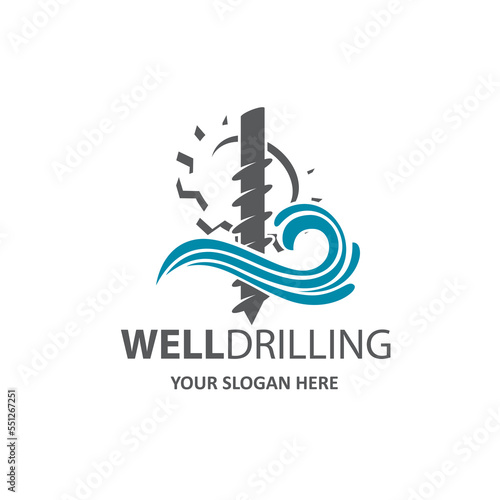 emblem of water well drilling isolated on white background