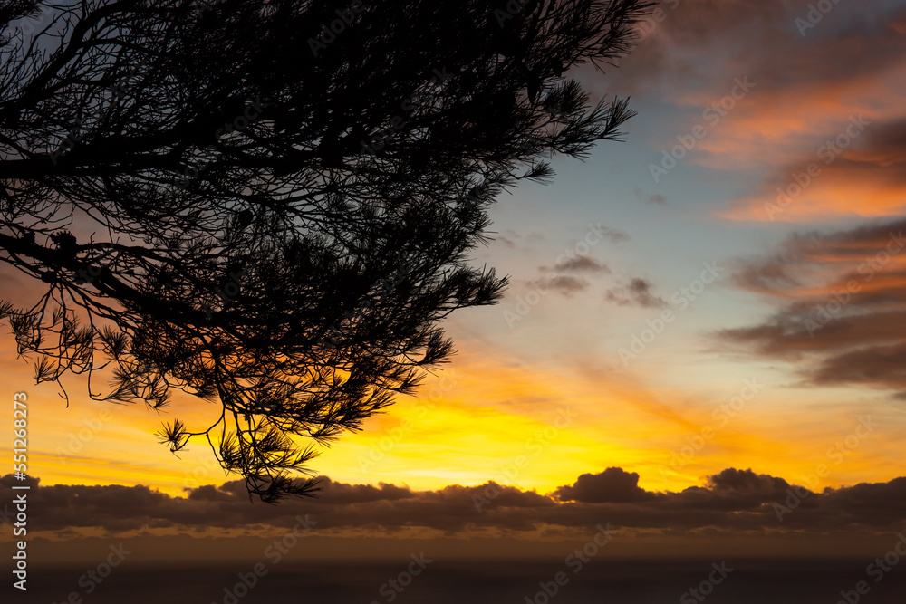 Fototapeta premium Sunrise with clouds in autumn in Mallorca