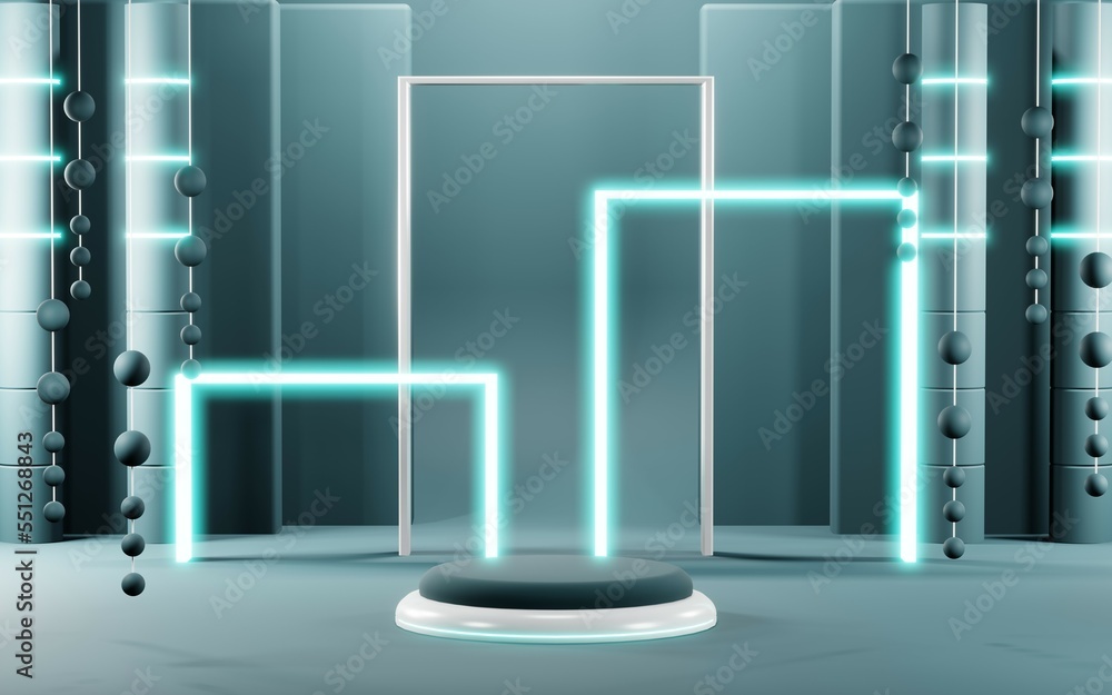 3D render of Podium background in blue tones for displaying cream products. cosmetics 3D render of Podium background in blue tones for displaying cream products. cosmetics