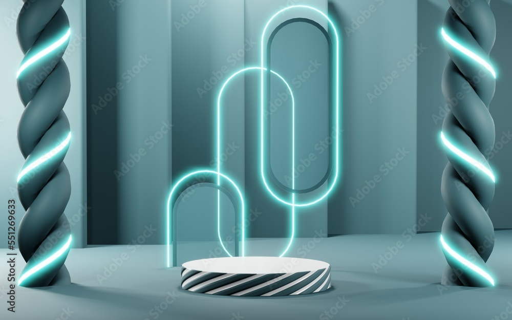 3D render of Podium background in blue tones for displaying cream products. cosmetics 3D render of Podium background in blue tones for displaying cream products. cosmetics
