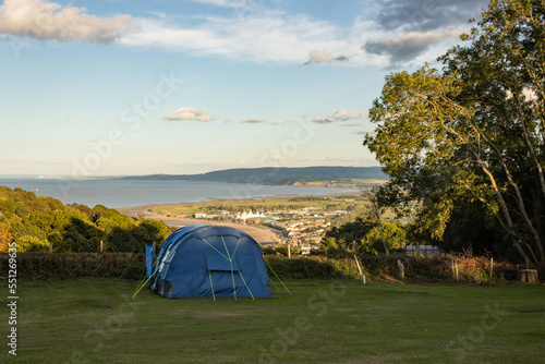 Exmoor National Park camping with view of Minehead and Bristol Channel