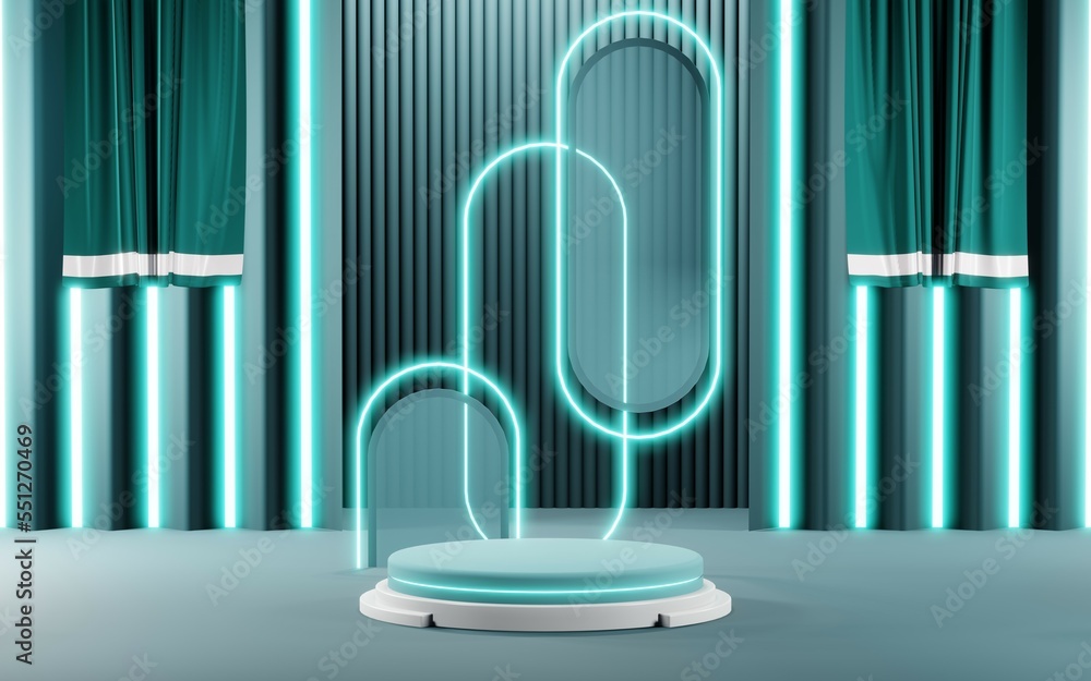 3D render of Podium background in blue tones for displaying cream products. cosmetics 3D render of Podium background in blue tones for displaying cream products. cosmetics