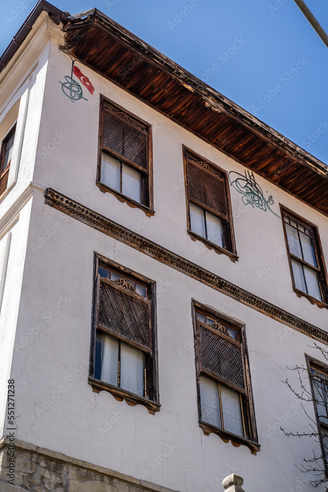 Traditional ottoman house in Safranbolu.historical stone stairs and old ottoman mansion. Safranbolu UNESCO World Heritage Site. Old wooden mansion. Ottoman architecture