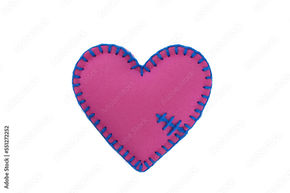 Handmade felt heart isolated on transparent background Handmade felt heart isolated on transparent background