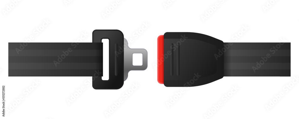 Vector illustration of safety seat belt isolated on white background. Realistic closed drive seatbelt. Black road strap. Car and airplane safe transportation rule. Vector illustration of safety seat belt isolated on white background. Realistic closed drive seatbelt. Black road strap. Car and airplane safe transportation rule.